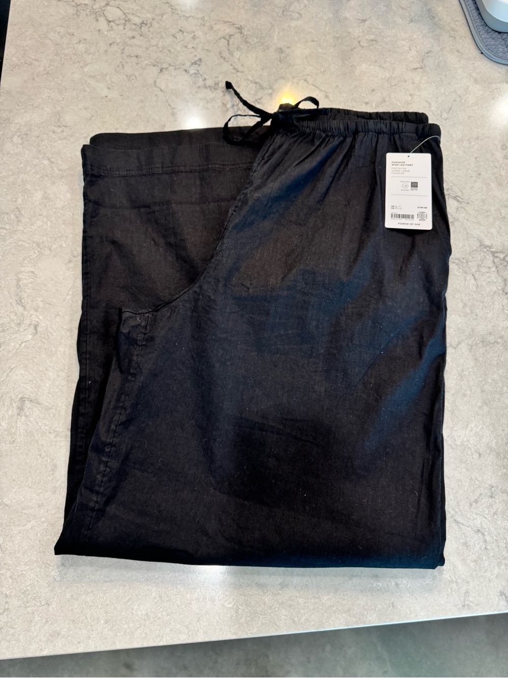Athleta Black Wide-Leg Drawstring Pants